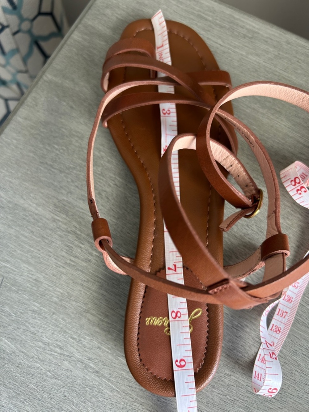 J. Crew Women's Leather Toe Ring Strappy Sandals 6.5 Excellent Condition Brown - Picture 10 of 10